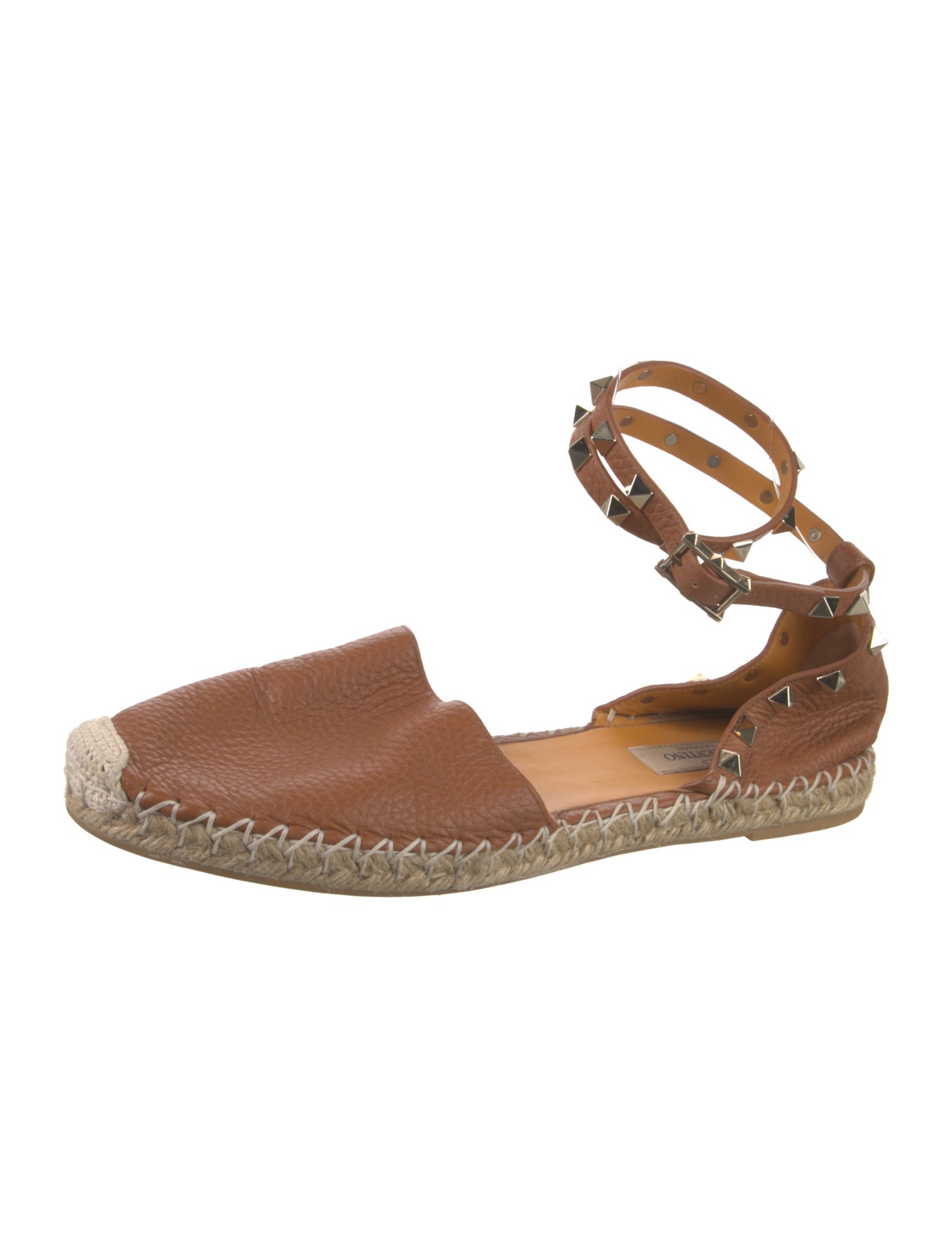 Valentino Rockstud Accents Leather Espadrilles