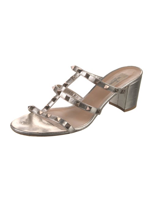 Valentino Rockstud Accents Leather Slides