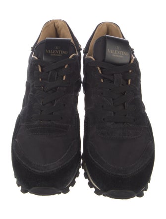 Valentino Rockstud Accents Suede Sneakers