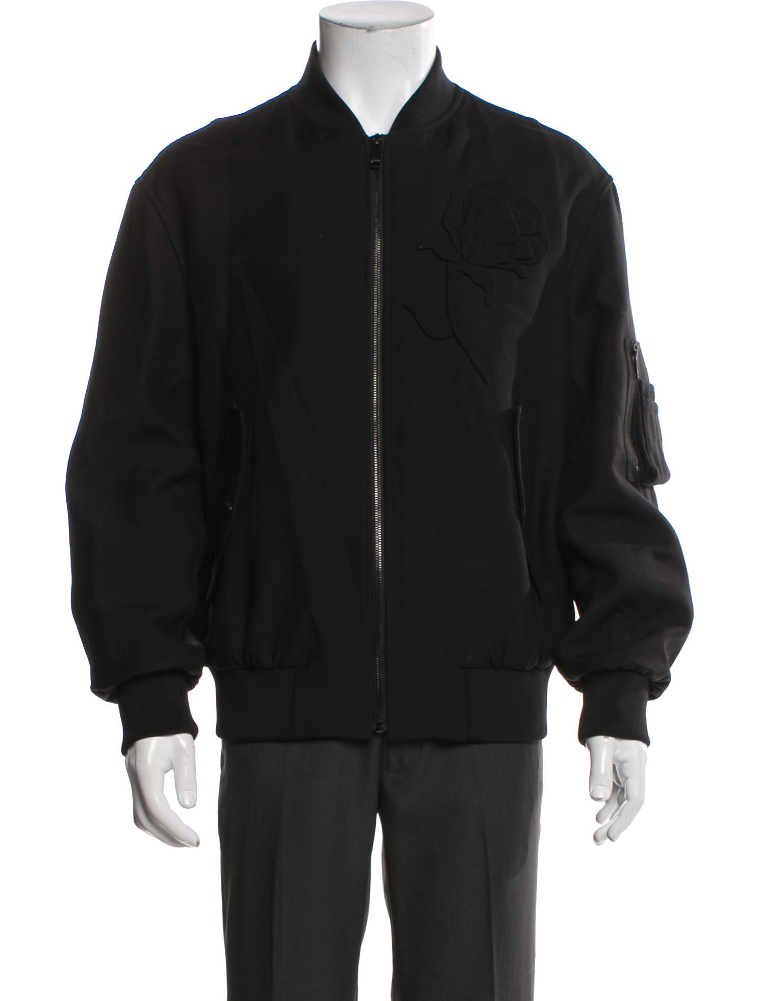 Valentino Rockstud Accents Virgin Wool Bomber Jacket