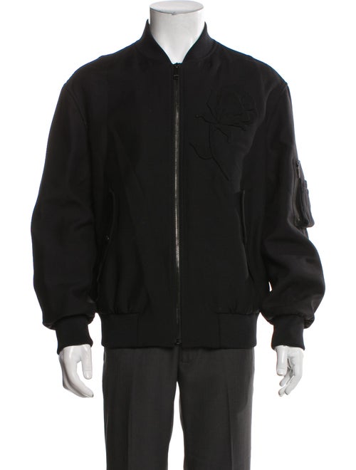 Valentino Rockstud Accents Virgin Wool Bomber Jacket