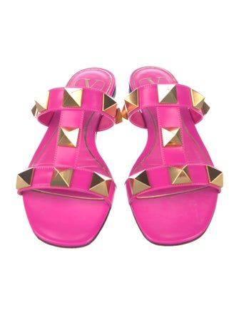 Valentino Leather Studded Accents Slides
