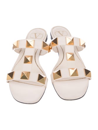 Valentino Leather Studded Accents Slides