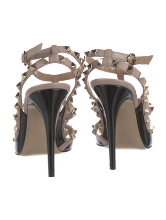 Valentino Rockstud Accents Patent Leather T-Strap Pumps