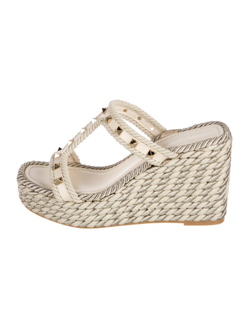 Valentino Rockstud Accents Leather Espadrilles