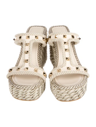 Valentino Rockstud Accents Leather Espadrilles