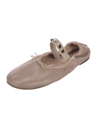 Valentino Rockstud Accents Leather Mary Jane Flats