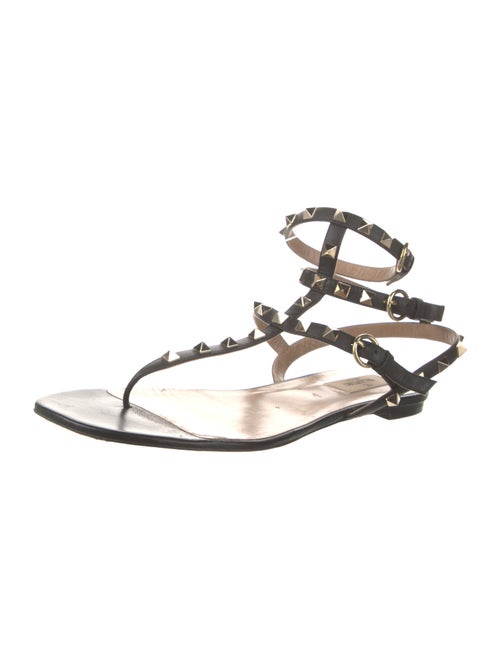 Valentino Rockstud Accents Leather T-Strap Sandals