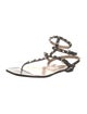 Valentino Rockstud Accents Leather T-Strap Sandals