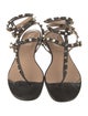 Valentino Rockstud Accents Leather T-Strap Sandals