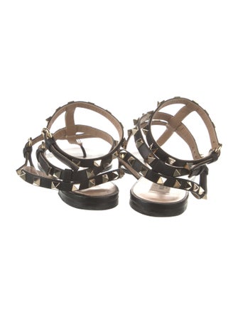 Valentino Rockstud Accents Leather T-Strap Sandals