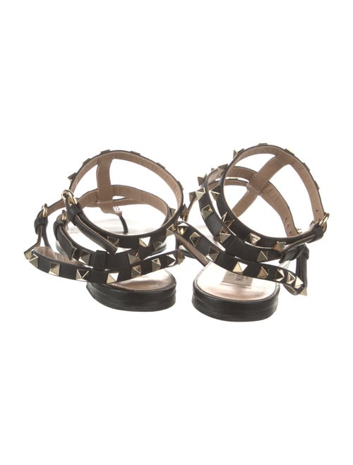 Valentino Rockstud Accents Leather T-Strap Sandals