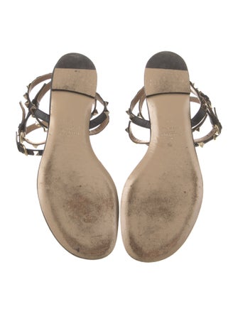 Valentino Rockstud Accents Leather T-Strap Sandals
