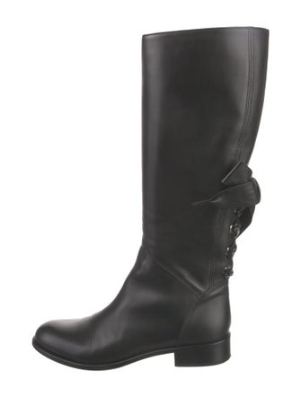 Valentino Leather Bow Accents Riding Boots