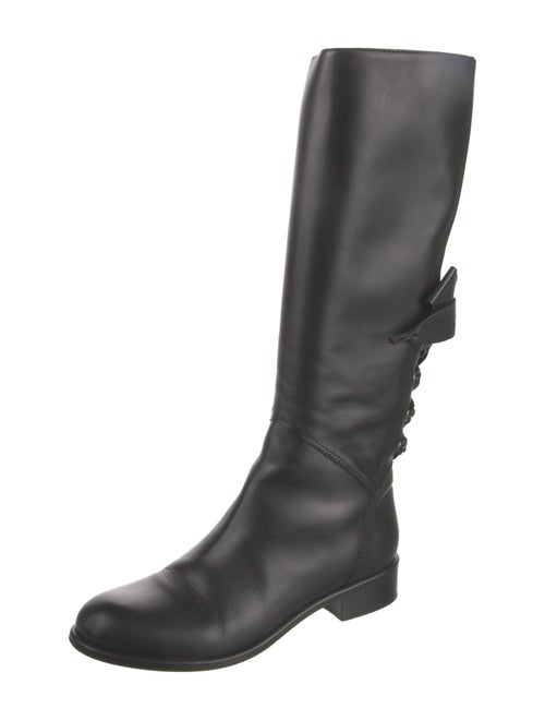 Valentino Leather Bow Accents Riding Boots