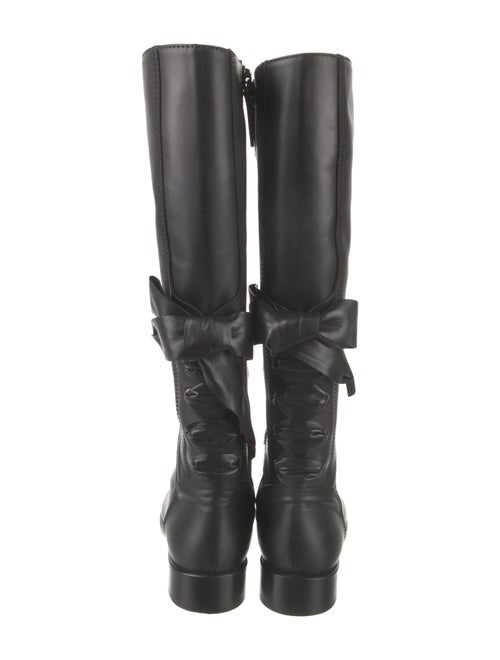 Valentino Leather Bow Accents Riding Boots