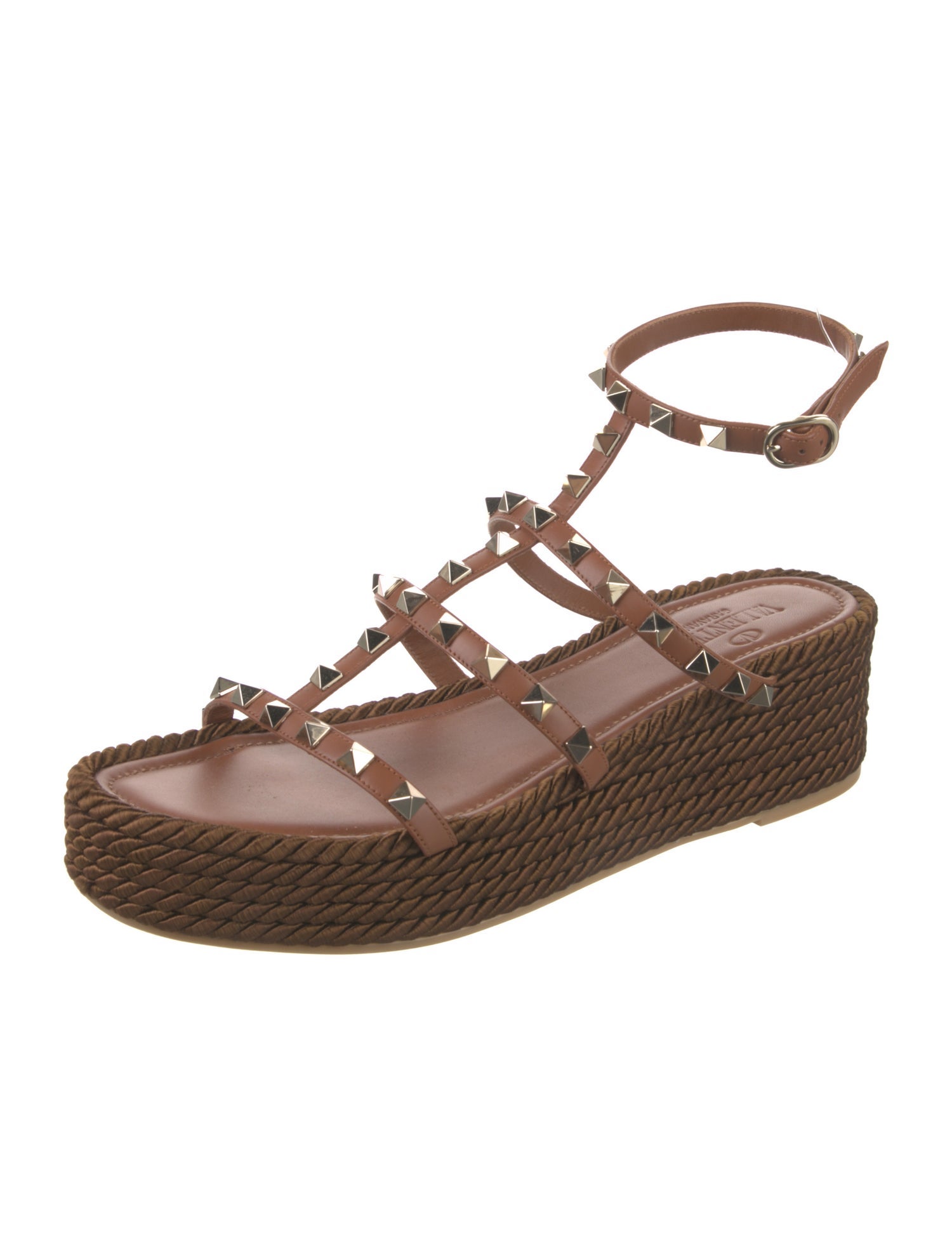 Valentino Rockstud Accents Leather Espadrilles