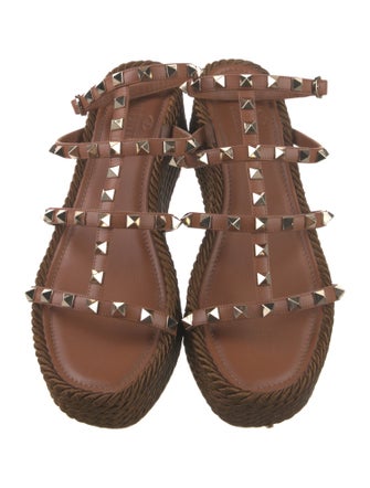 Valentino Rockstud Accents Leather Espadrilles