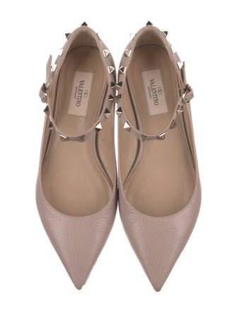 Valentino Rockstud Accents Leather Mary Jane Flats