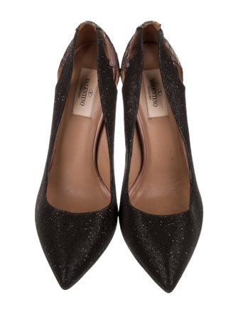 Valentino Glitter Lace Pattern Pumps