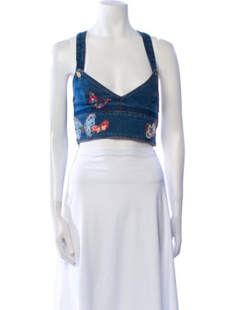 Valentino Printed V-Neck Crop Top