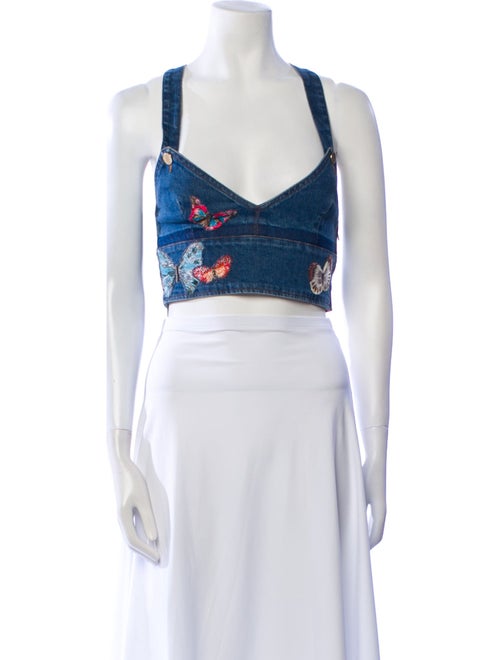 Valentino Printed V-Neck Crop Top