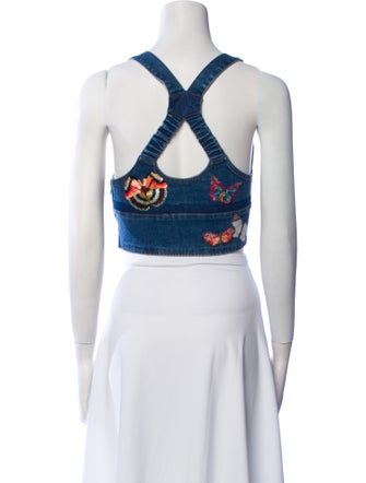 Valentino Printed V-Neck Crop Top