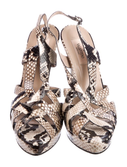 Valentino Snakeskin Animal Print Slingback Sandals