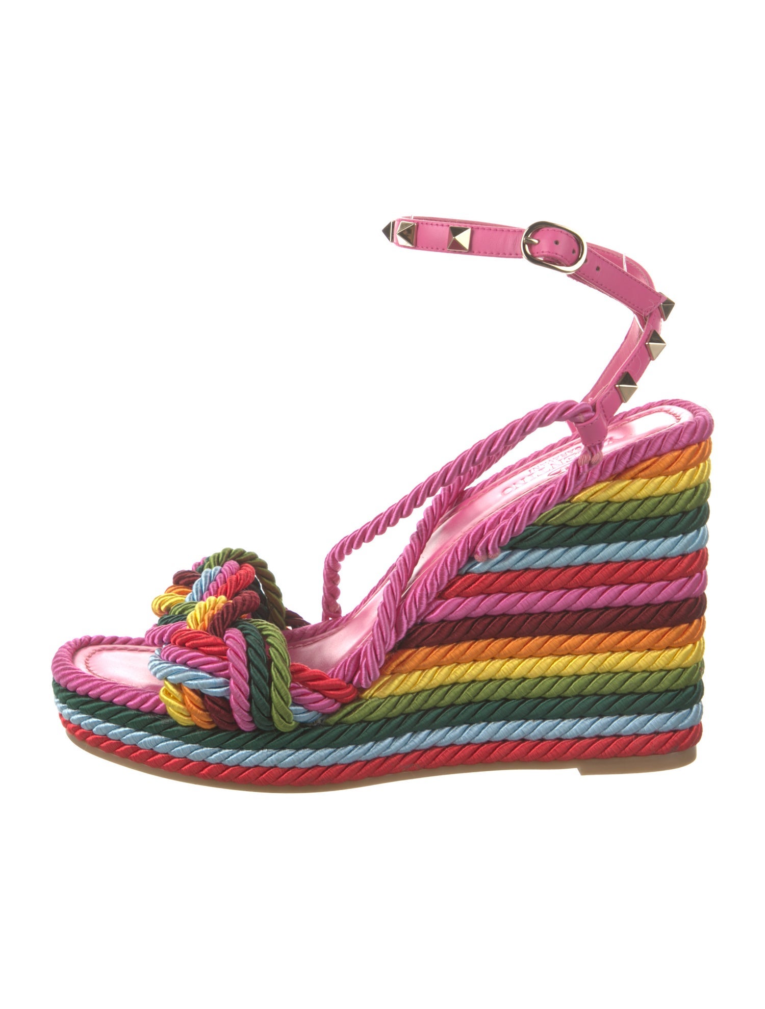 Valentino Rockstud Accents Leather Espadrilles