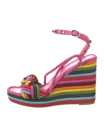 Valentino Rockstud Accents Leather Espadrilles