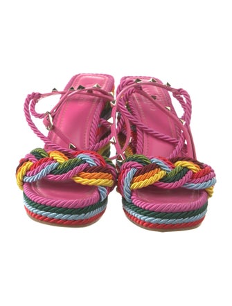 Valentino Rockstud Accents Leather Espadrilles