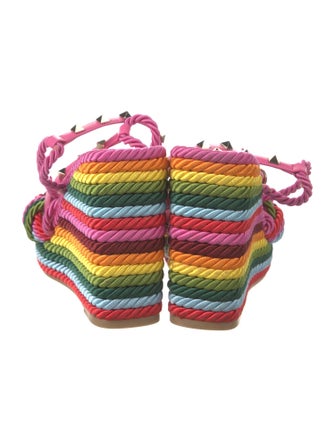 Valentino Rockstud Accents Leather Espadrilles