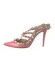 Valentino Rockstud Accents Patent Leather T-Strap Pumps