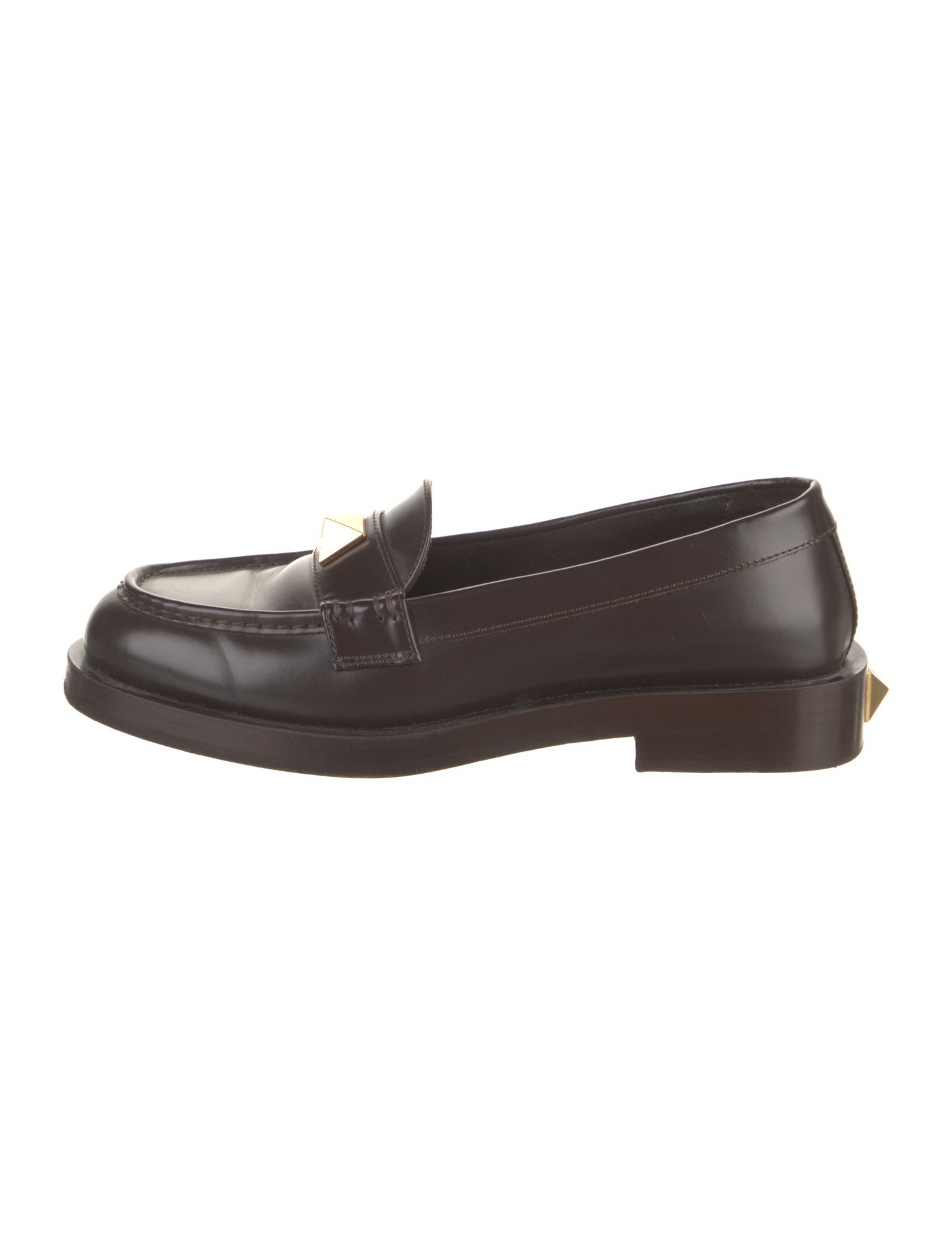 Valentino Rockstud Accents Leather Loafers