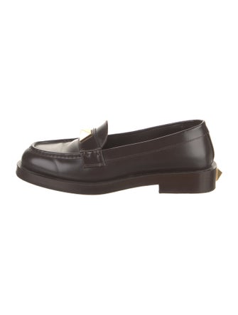 Valentino Rockstud Accents Leather Loafers