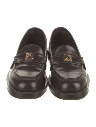 Valentino Rockstud Accents Leather Loafers