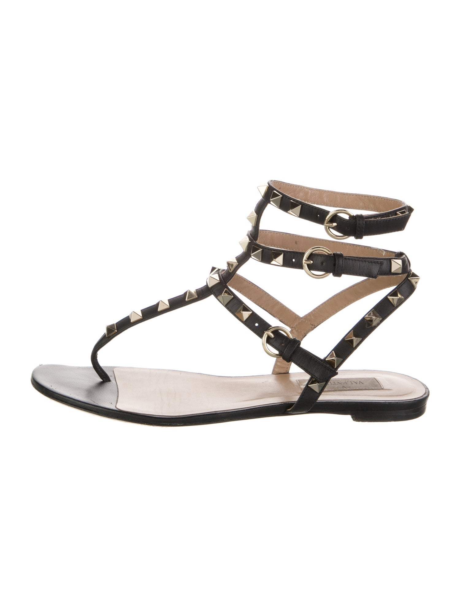 Valentino Rockstud Accents Leather Gladiator Sandals