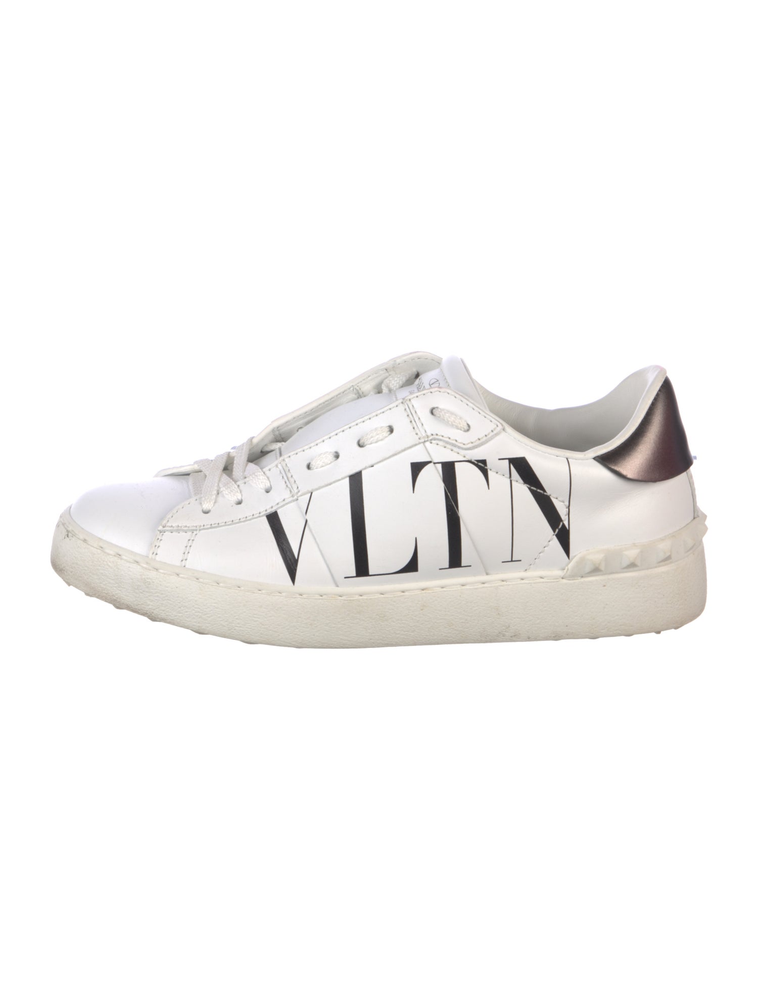 Valentino Rockstud Accents Leather Sneakers