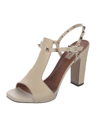Valentino Rockstud Accents Leather Slingback Sandals