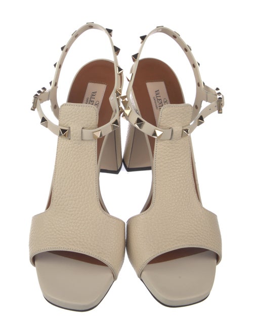Valentino Rockstud Accents Leather Slingback Sandals