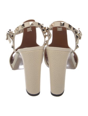 Valentino Rockstud Accents Leather Slingback Sandals