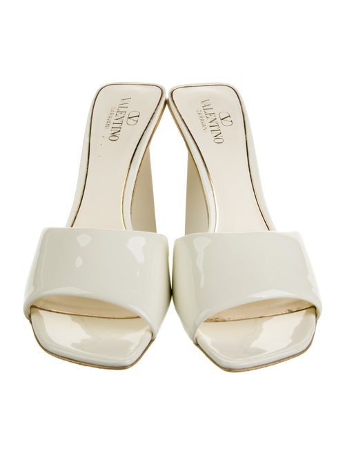 Valentino Rockstud Accents Patent Leather Slides