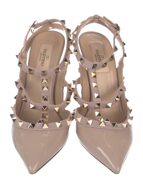 Valentino Rockstud Accents Patent Leather T-Strap Pumps