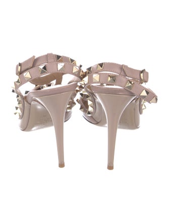 Valentino Rockstud Accents Patent Leather T-Strap Pumps