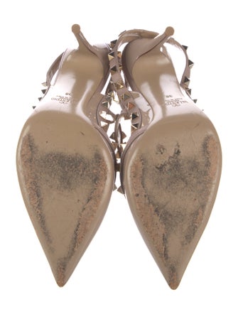 Valentino Rockstud Accents Patent Leather T-Strap Pumps