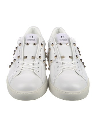 Valentino Rockstud Accents Leather Sneakers