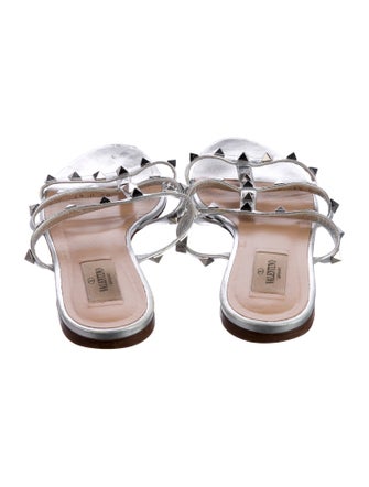 Valentino Rockstud Accents Leather Slides