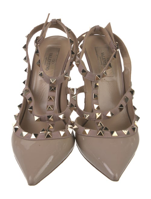 Valentino Rockstud Accents Patent Leather T-Strap Pumps