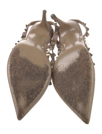 Valentino Rockstud Accents Patent Leather T-Strap Pumps