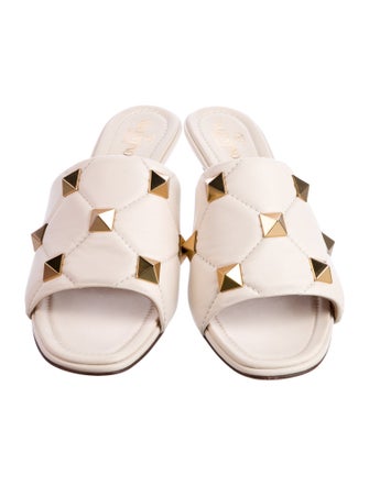 Valentino Rockstud Accents Leather Slides
